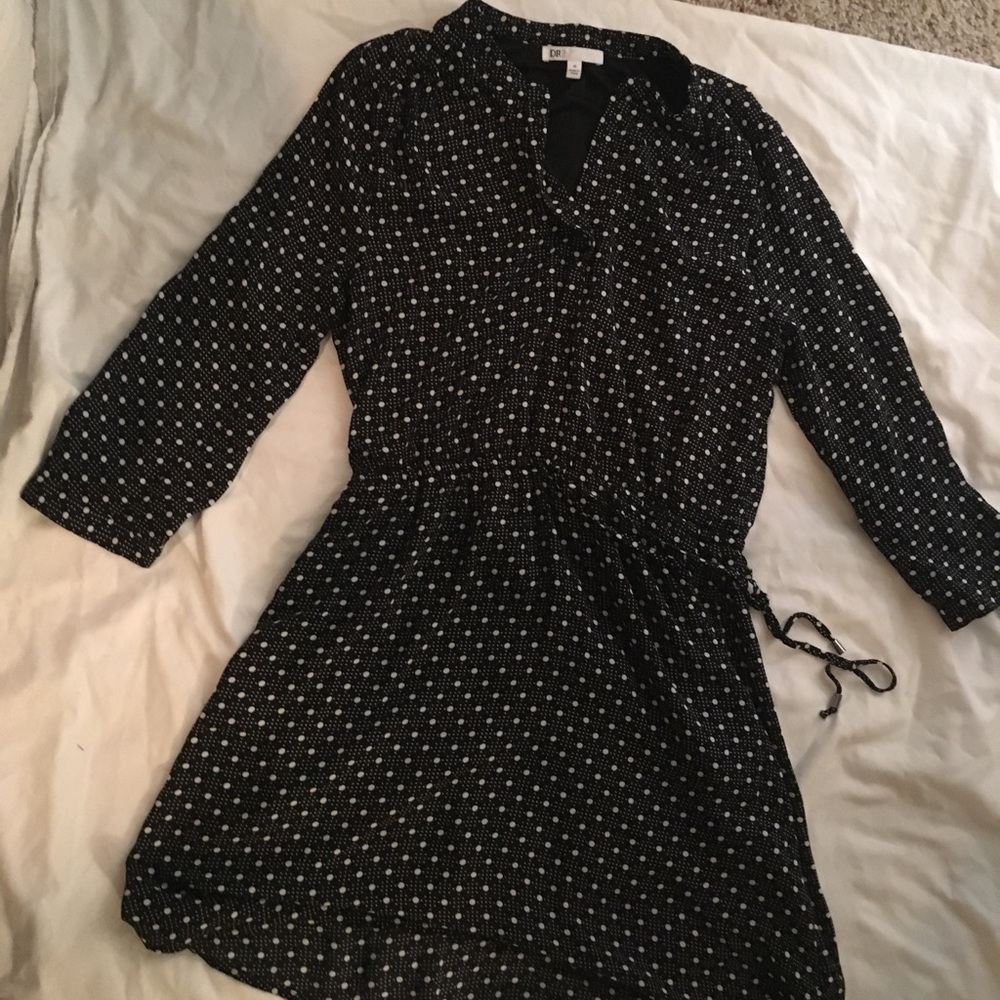 Black dress with white polka dots